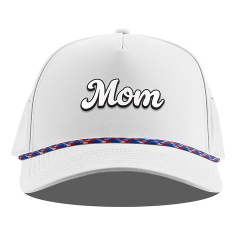 Mom Script Curved 5 Panel Rope White RWB