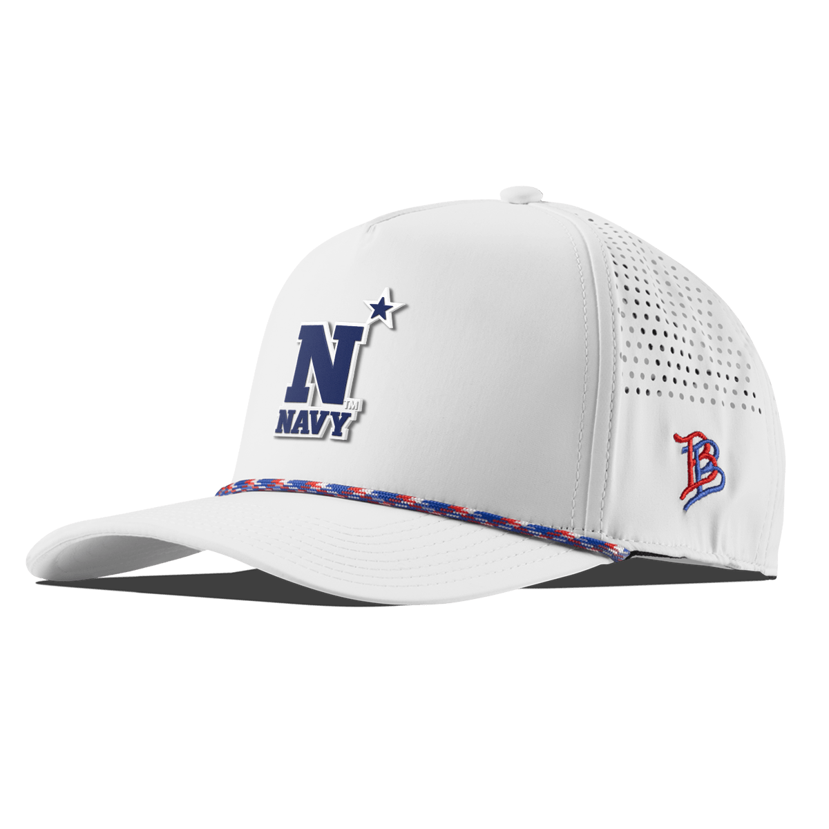 United States Naval Academy "Naval Academy Team Logo Navy" Curved 5 Panel Rope White RWB