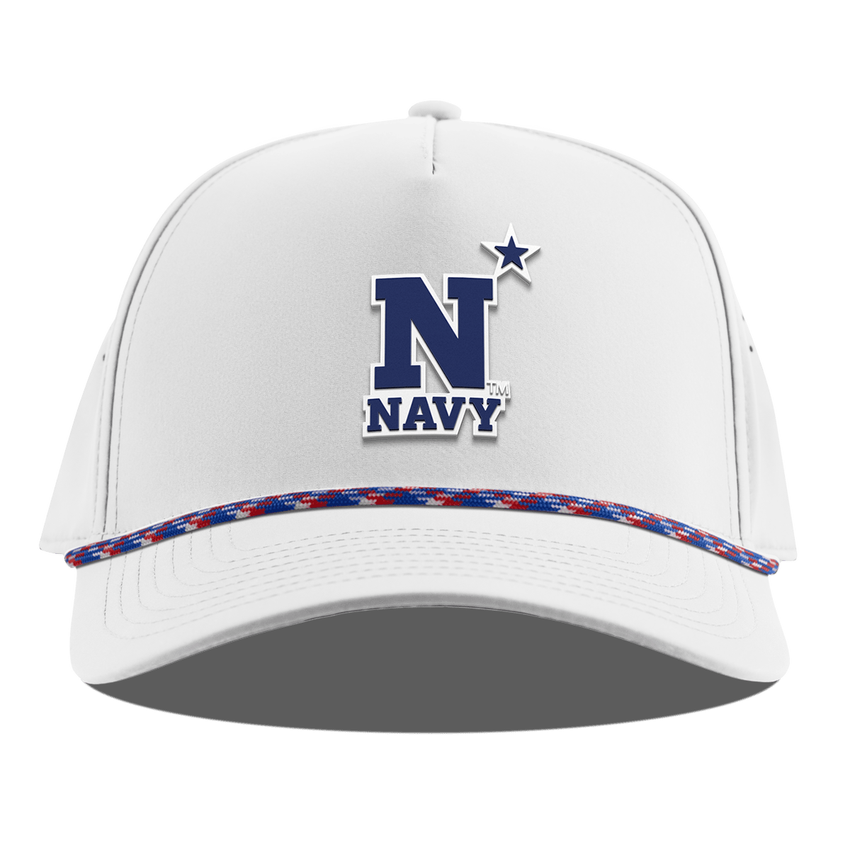 United States Naval Academy "Naval Academy Team Logo Navy" Curved 5 Panel Rope White RWB