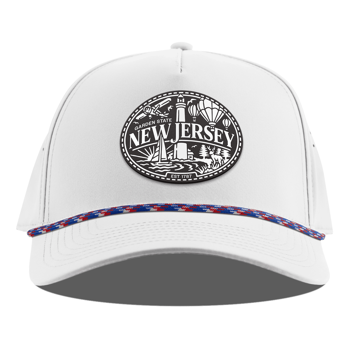 New Jersey Traveler Curved 5 Panel Rope White RWB