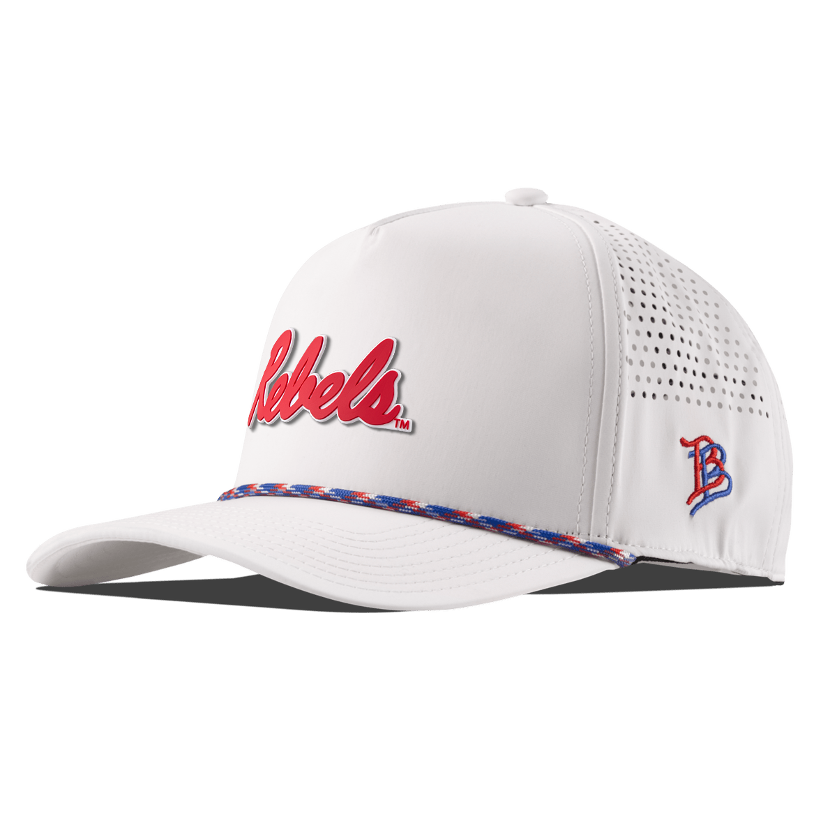 University of Mississippi "Ole Miss Crimson Rebels" Curved 5 Panel Rope White RWB