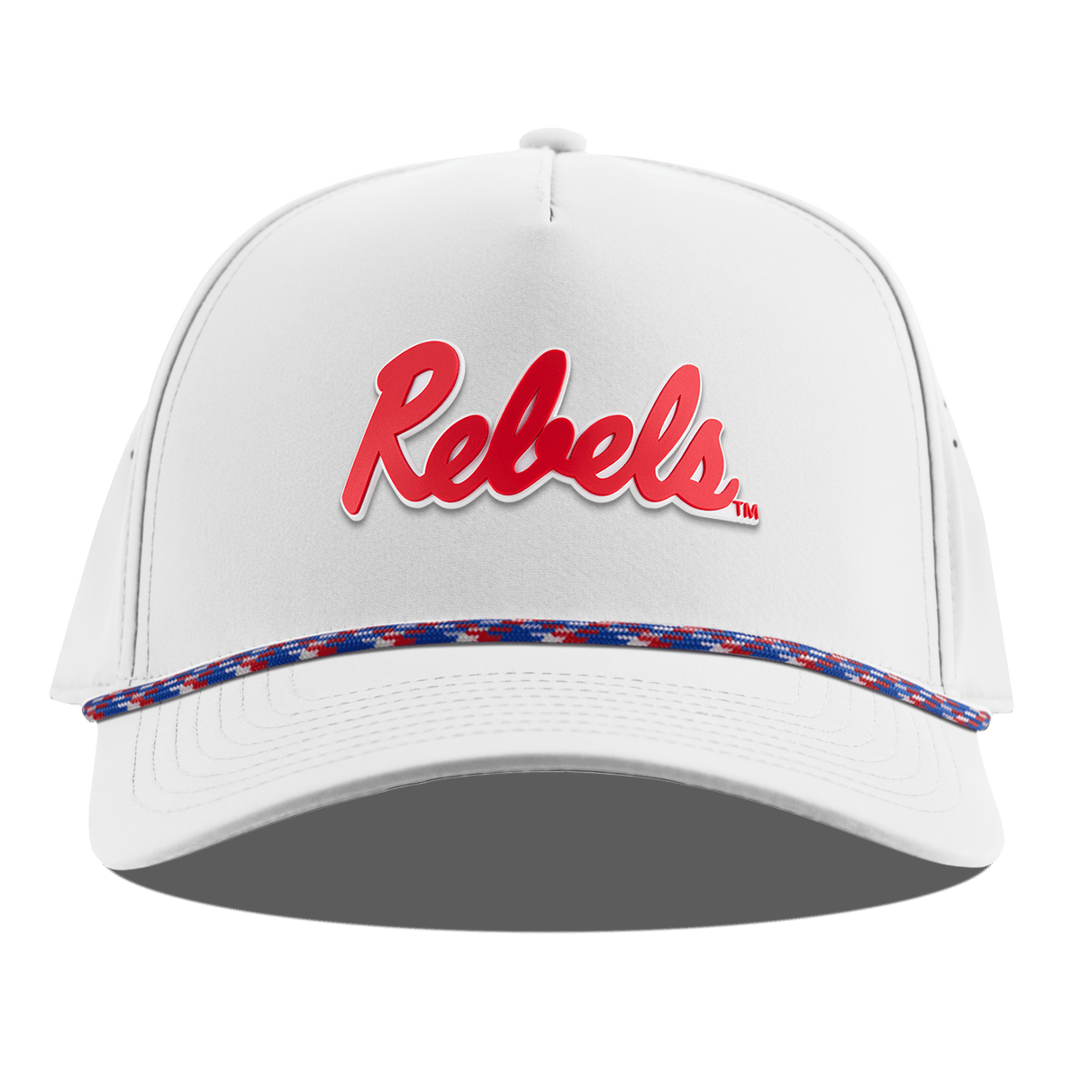 University of Mississippi "Ole Miss Crimson Rebels" Curved 5 Panel Rope White RWB