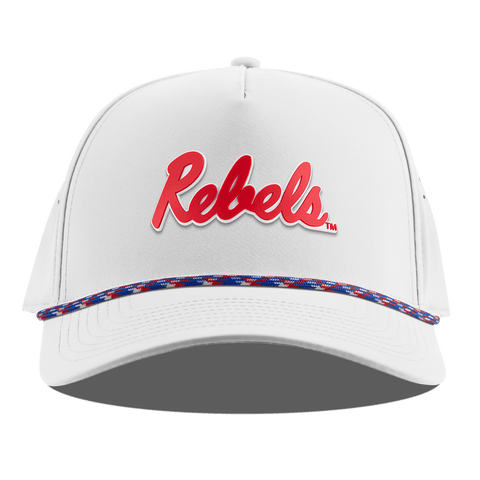 University of Mississippi "Ole Miss Crimson Rebels" Curved 5 Panel Rope White RWB