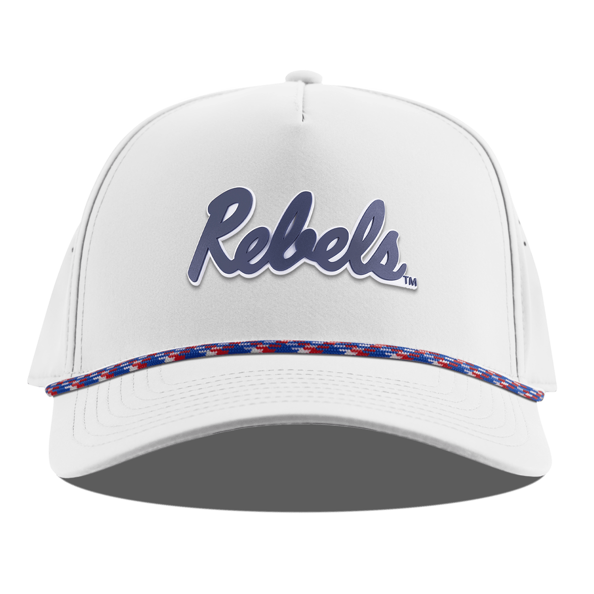 University of Mississippi "Ole Miss Navy Rebels" Curved 5 Panel Rope White RWB