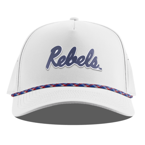 University of Mississippi "Ole Miss Navy Rebels" Curved 5 Panel Rope White RWB