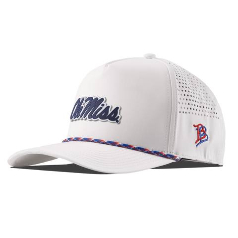 University of Mississippi "Ole Miss Navy Script" Curved 5 Panel Rope White RWB