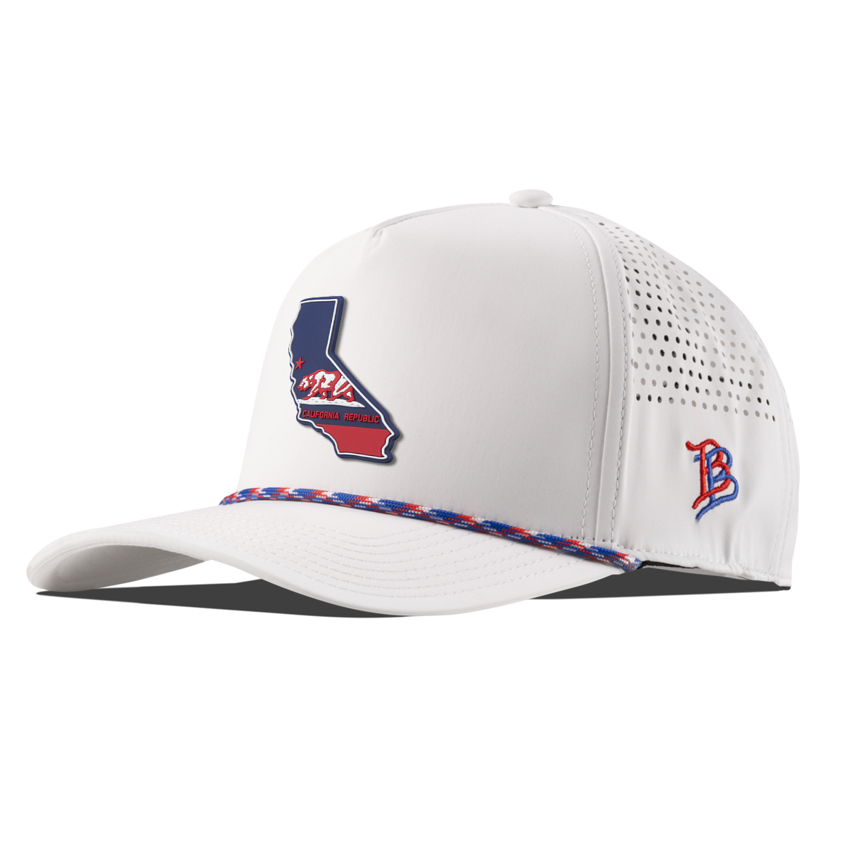 California Patriot Series Curved 5 Panel Rope White/RWB