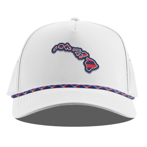 Hawaii Patriot Series Curved 5 Panel Rope White RWB