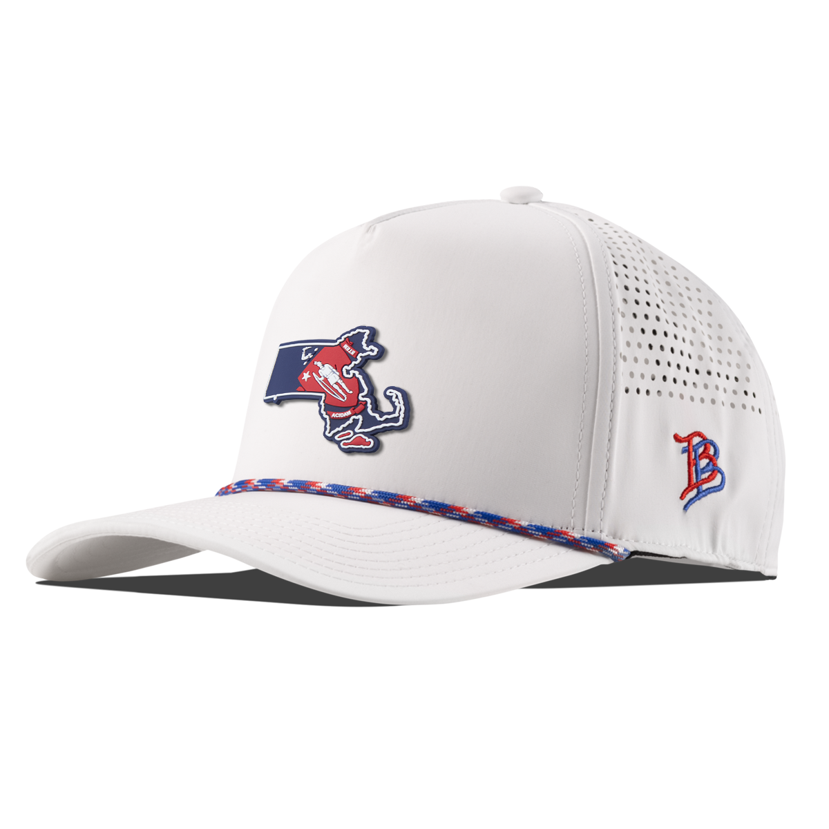 Massachusetts Patriot Series Curved 5 Panel Rope White/RWB