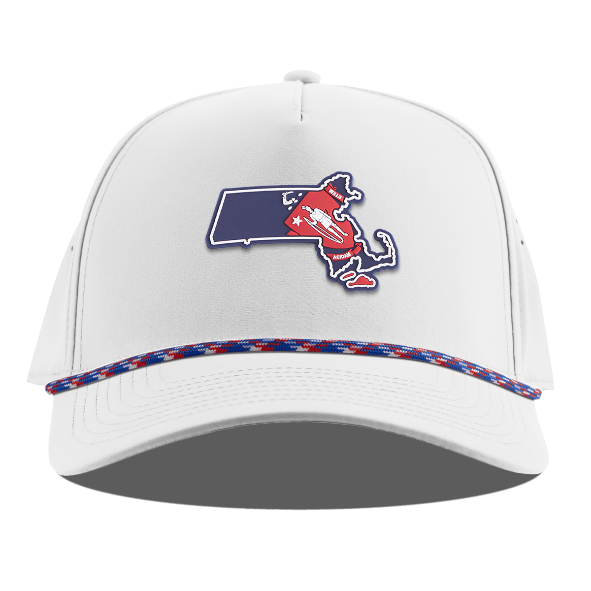 Massachusetts Patriot Series Curved 5 Panel Rope White RWB