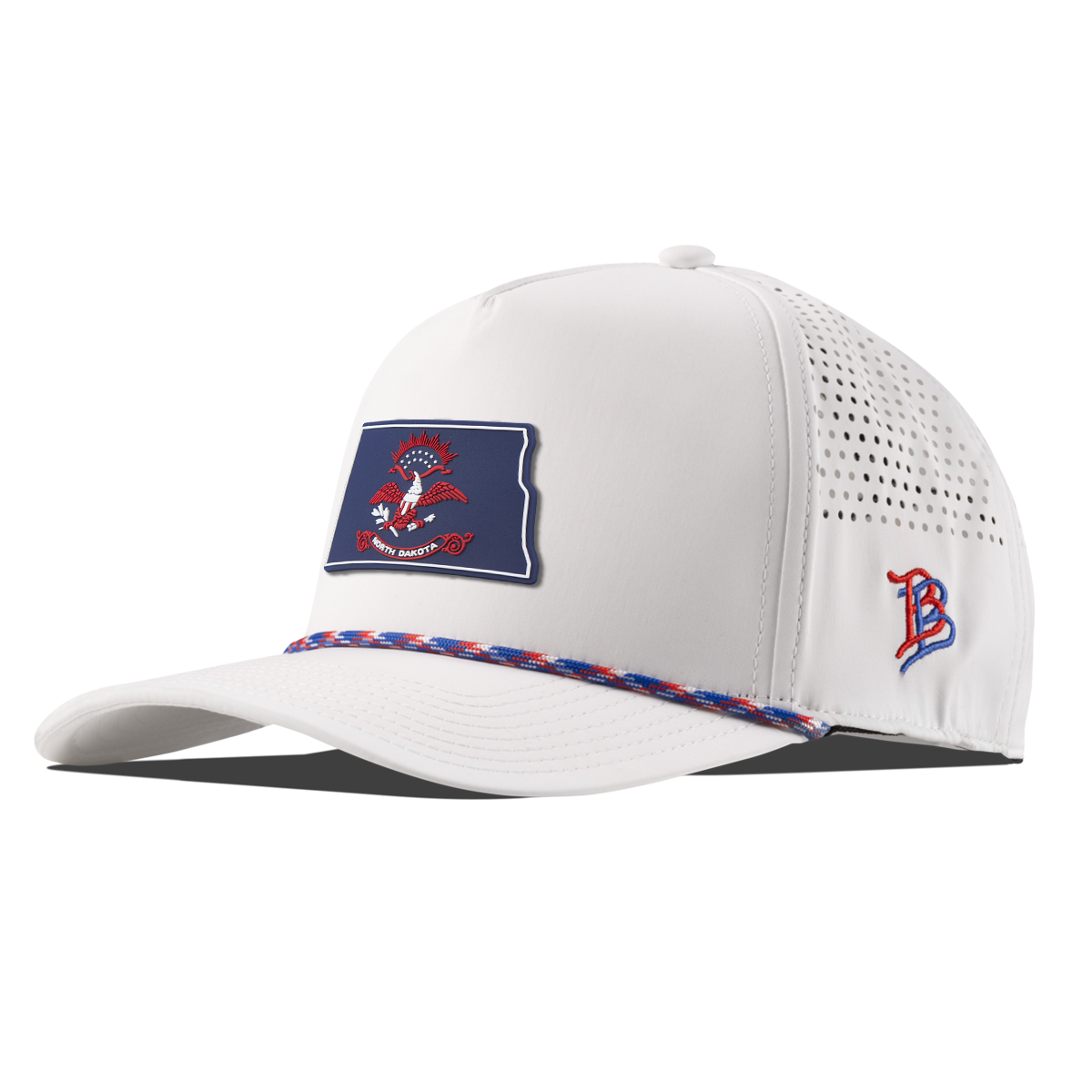 North Dakota Patriot Series Curved 5 Panel Rope White/RWB