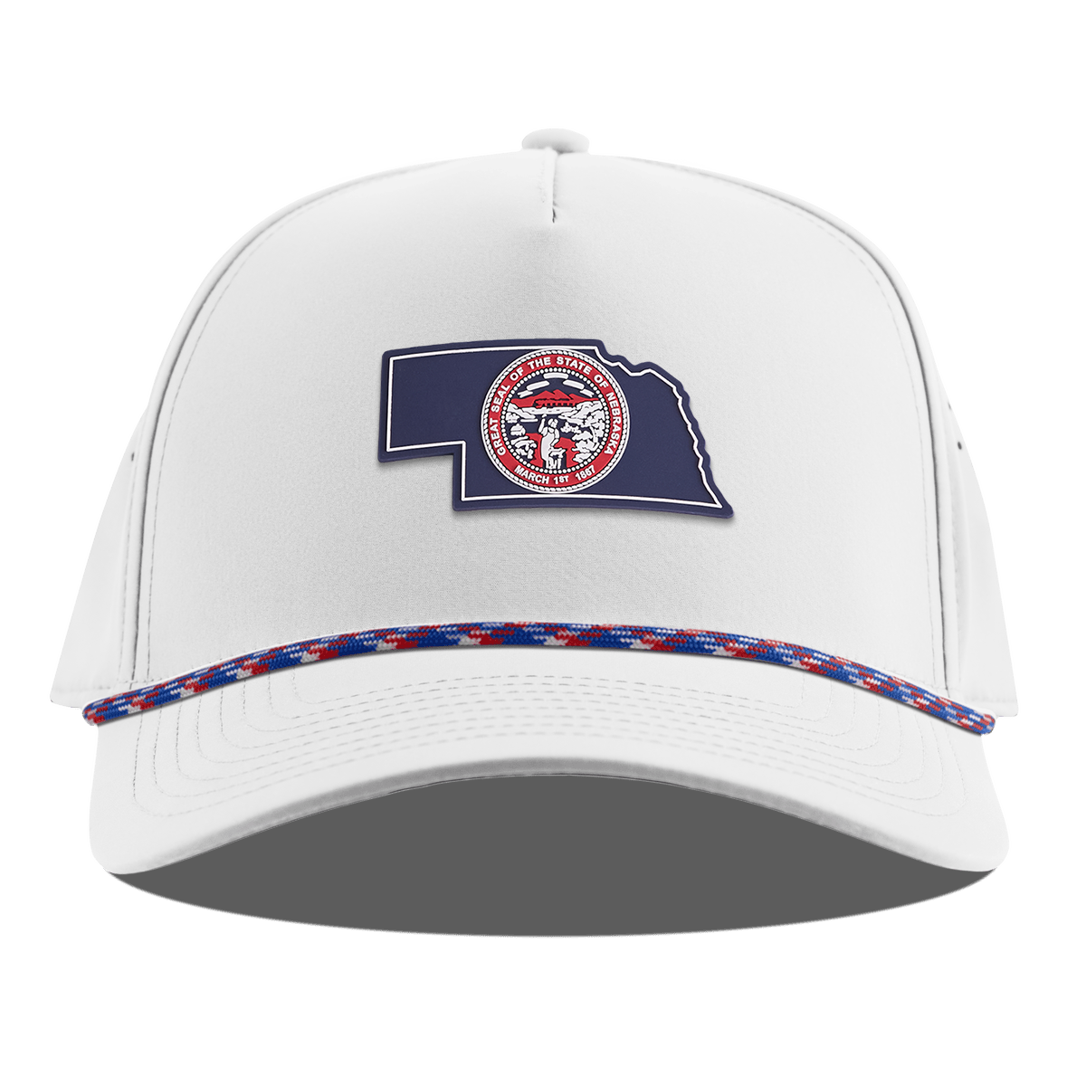 Nebraska Patriot Series Curved 5 Panel Rope White RWB