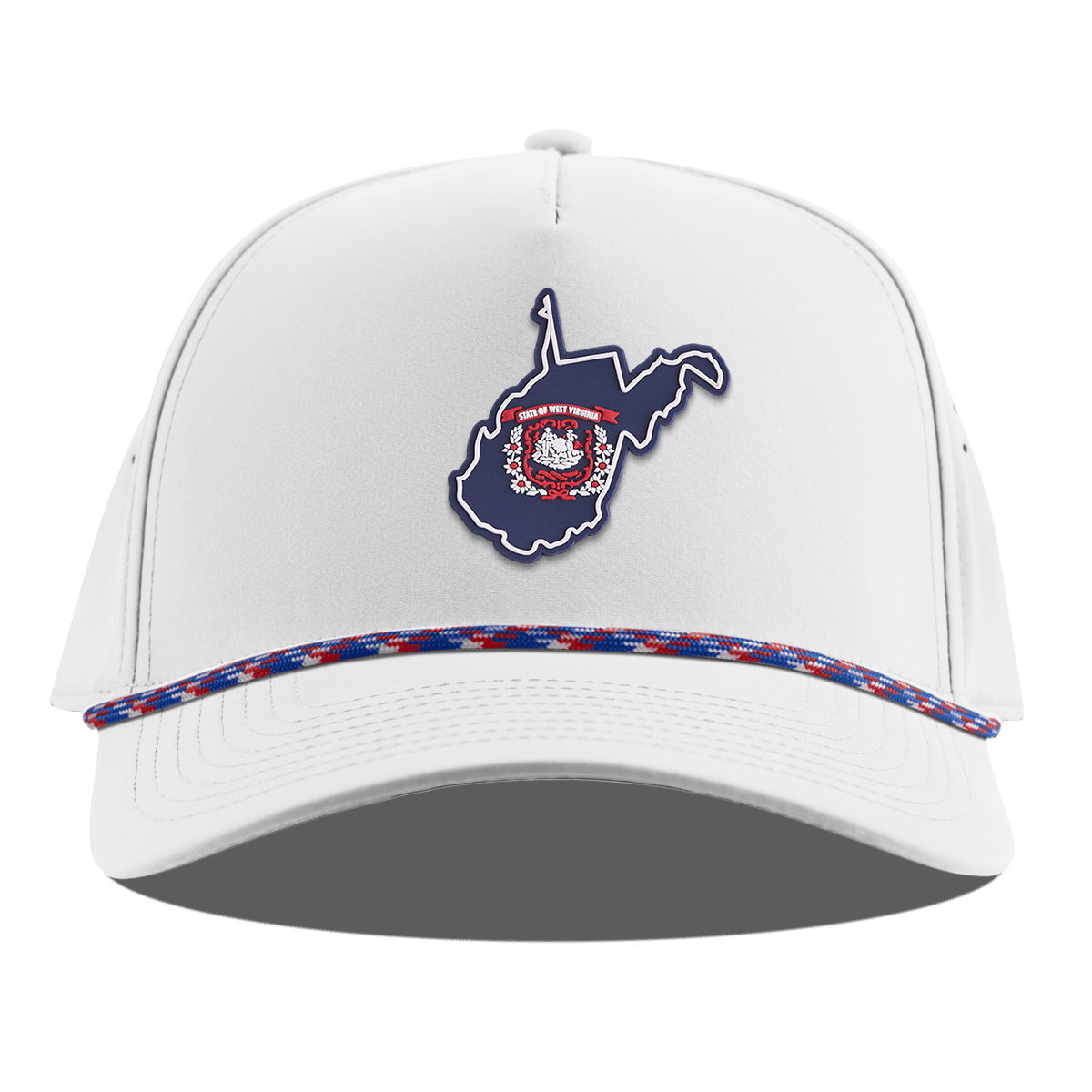 West Virginia Patriot Series Curved 5 Panel Rope White RWB