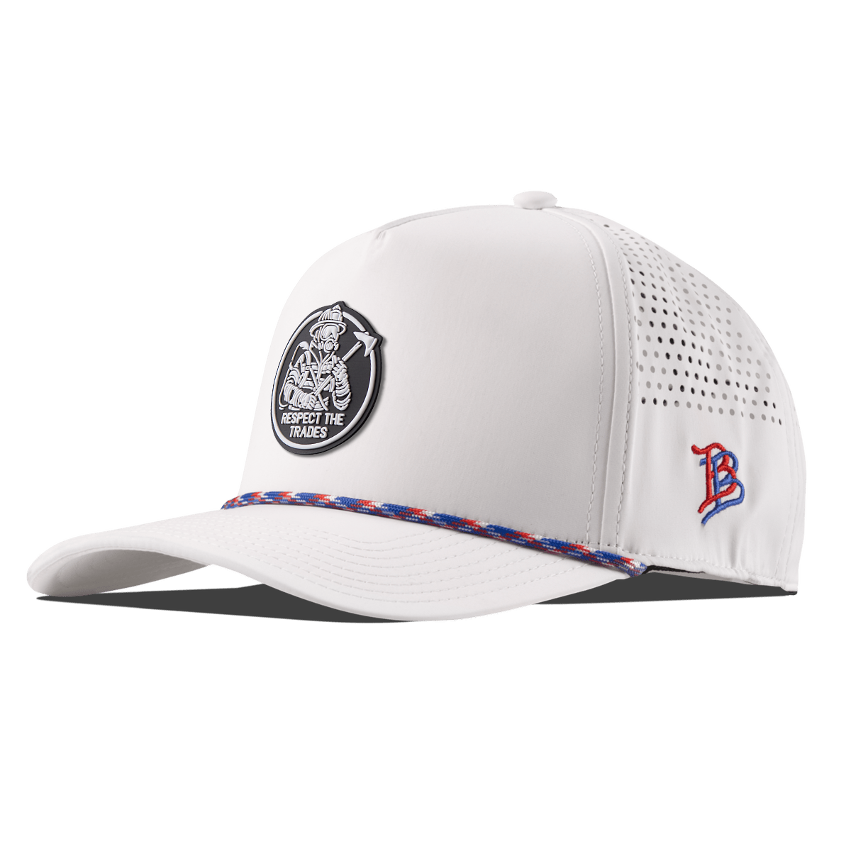 Respect The Trades Firefighter Curved 5 Panel Rope White RWB
