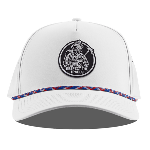 Respect The Trades Firefighter Curved 5 Panel Rope White RWB