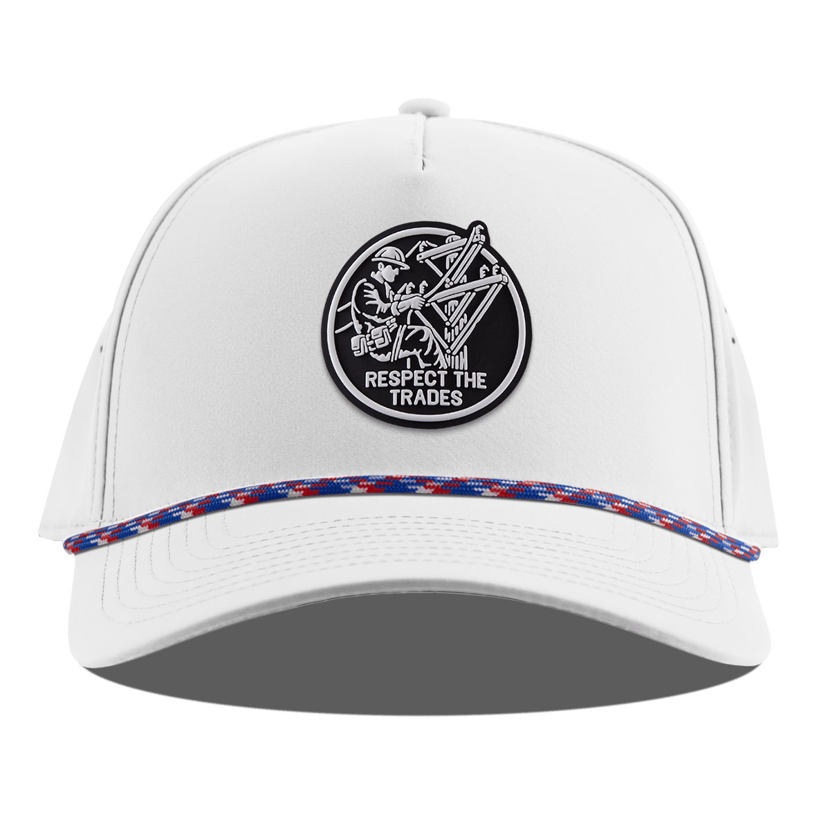 Respect The Trades Lineman Curved 5 Panel Rope White RWB