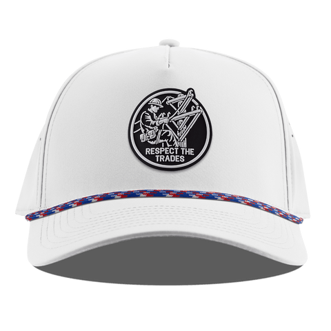 Respect The Trades Lineman Curved 5 Panel Rope White RWB