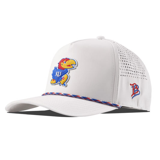 University of Kansas "Rock Chalk Jayhawk" Curved 5 Panel Rope White RWB