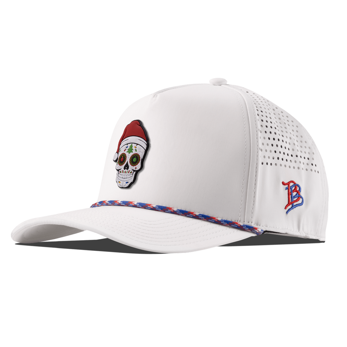 Santa Skull PVC Curved 5 Panel Rope White/RWB