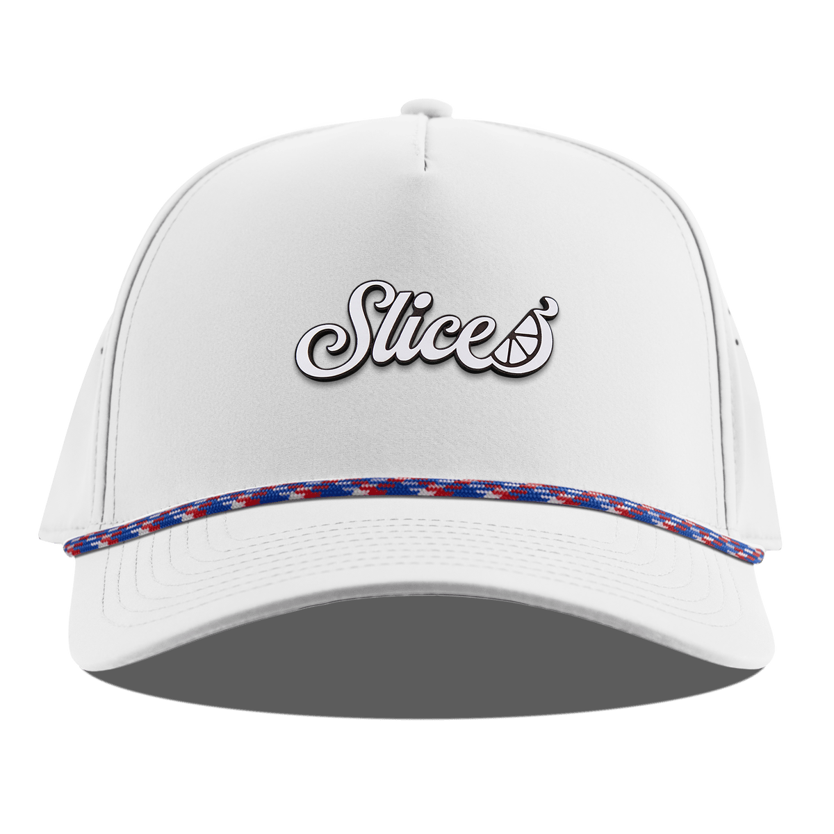 Sliced Script Curved 5 Panel Rope White RWB