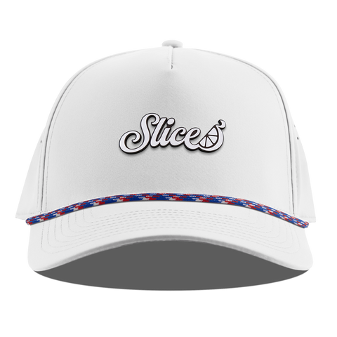 Sliced Script Curved 5 Panel Rope White RWB