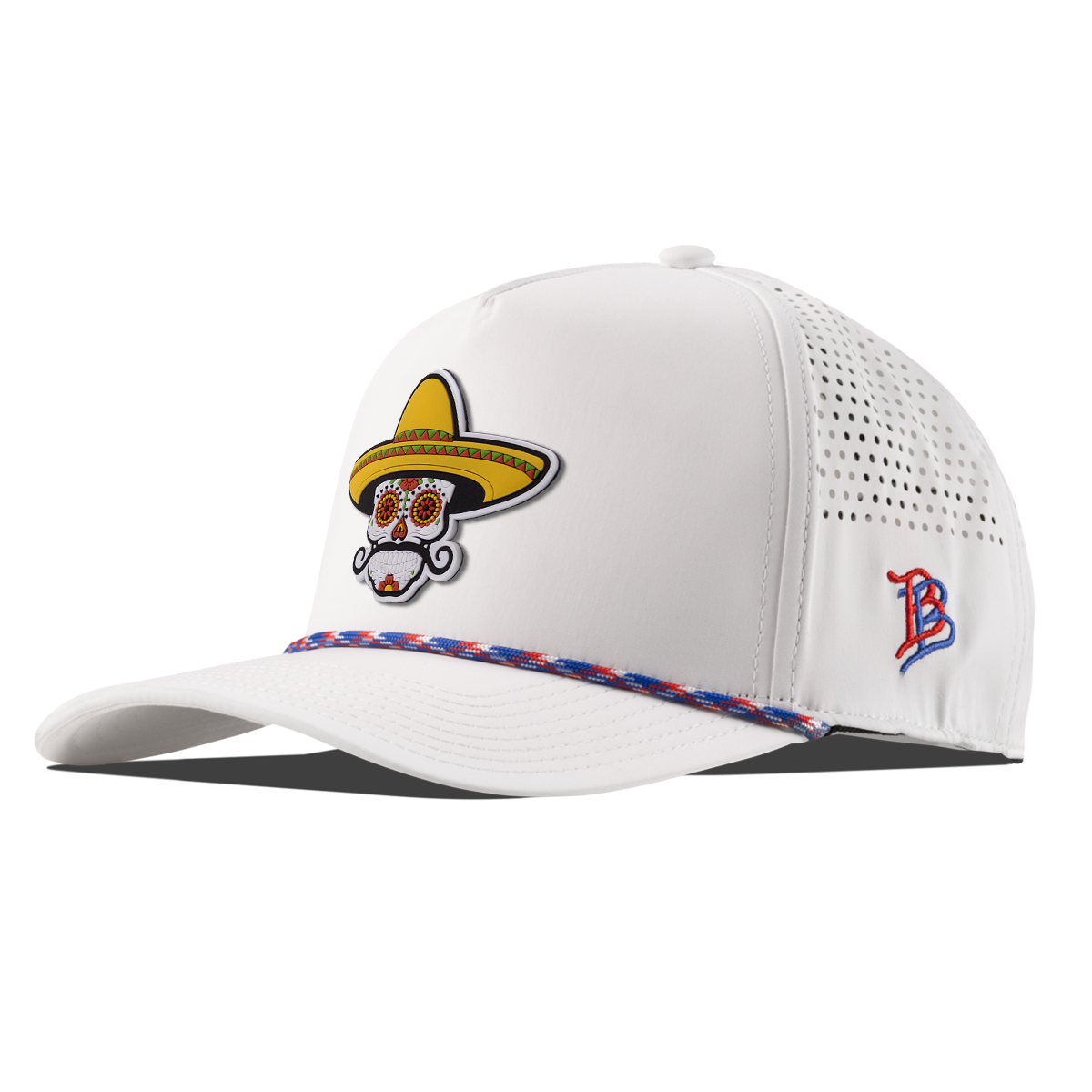 Sombrero Skull PVC Curved 5 Panel Rope RWB