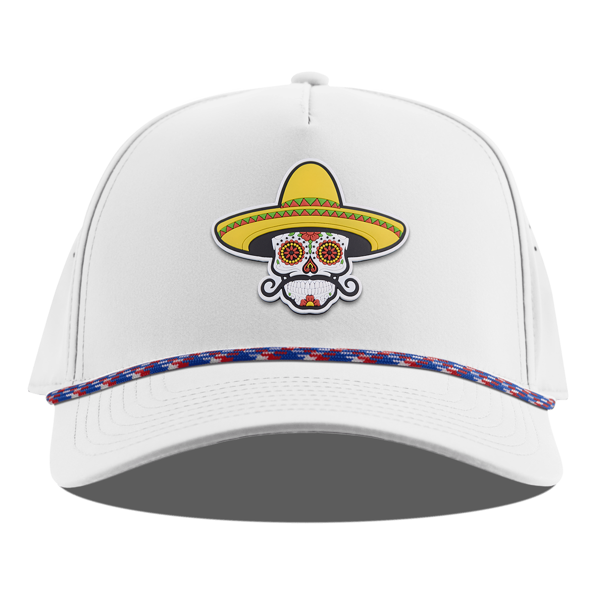 Sombrero Skull PVC Curved 5 Panel Rope White RWB