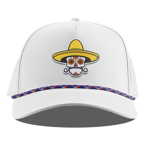 Sombrero Skull PVC Curved 5 Panel Rope White RWB
