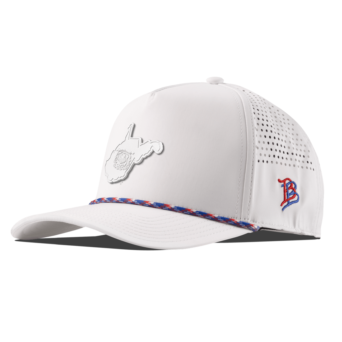 West Virginia Stealth Curved 5 Panel Rope RWB/White