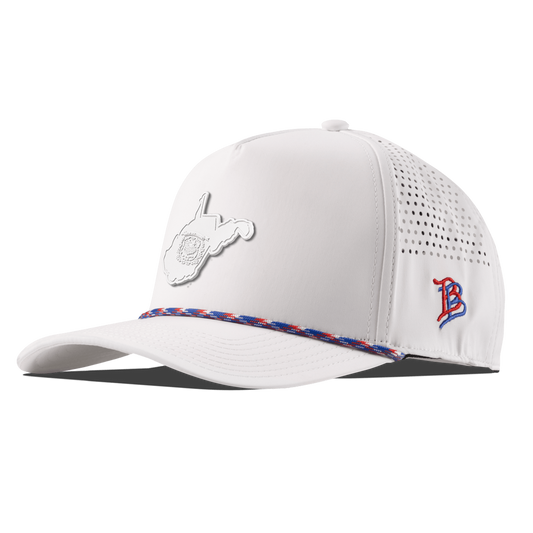 West Virginia Stealth Curved 5 Panel Rope White RWB