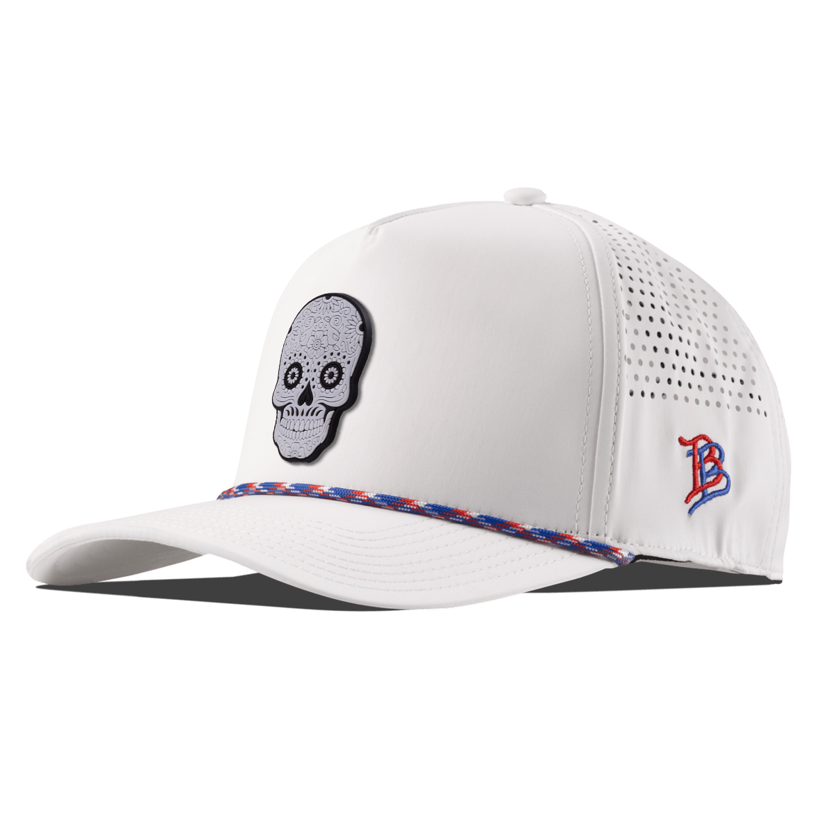 Sugar Skull PVC Curved 5 Panel Rope RWB/White