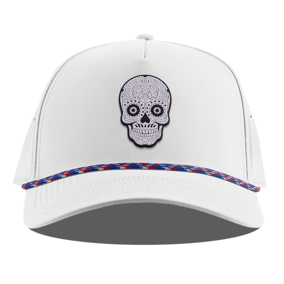 Sugar Skull PVC Curved 5 Panel Rope White RWB