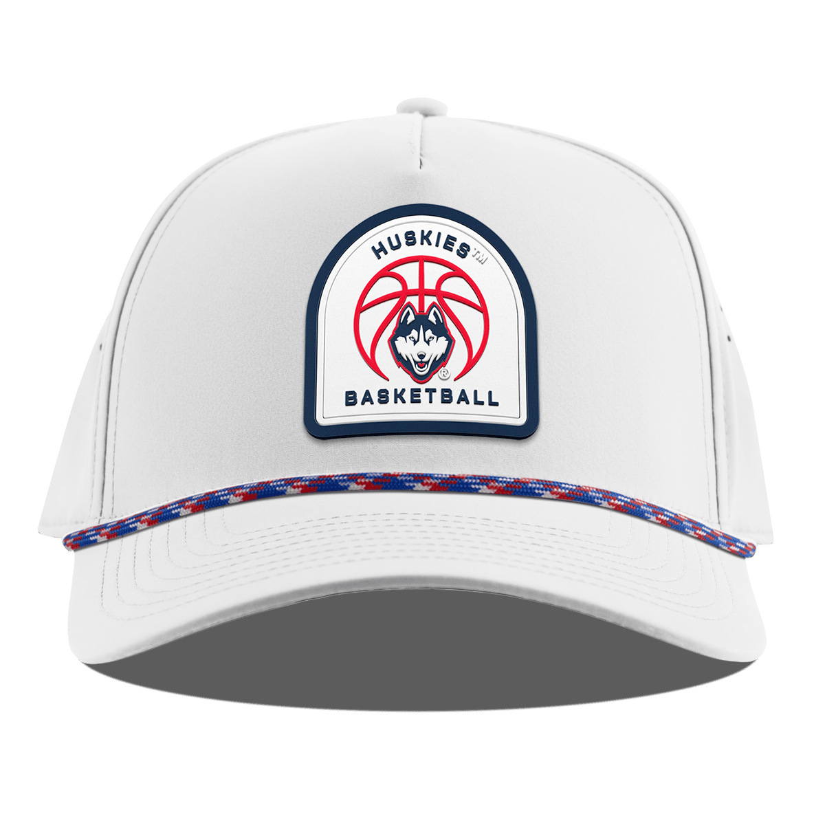 University of Connecticut "UConn Basketball" Curved 5 Panel Rope White RWB