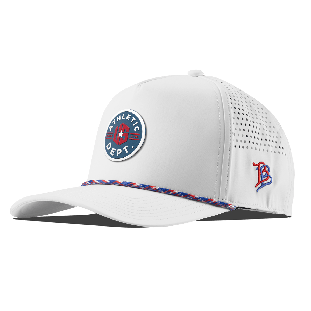 US Athletic Curved 5 Panel Rope White RWB