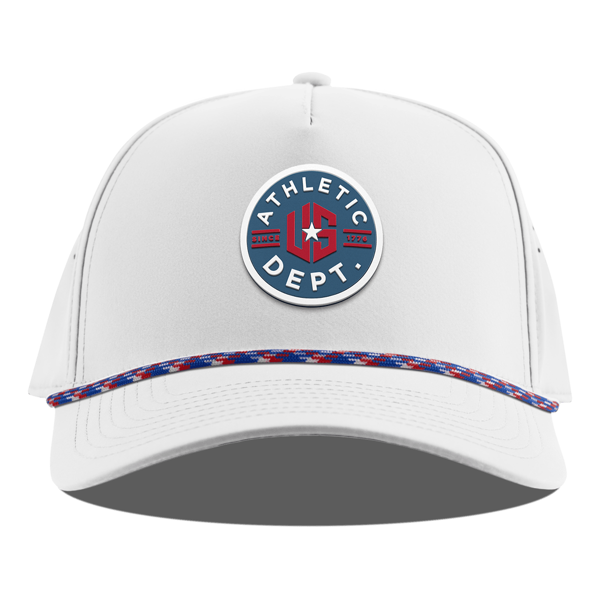 US Athletic Curved 5 Panel Rope White RWB