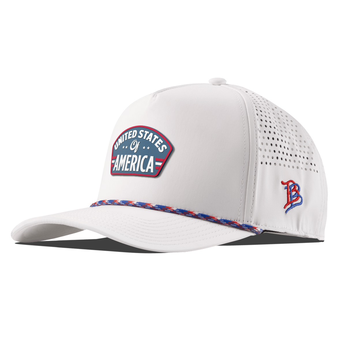 United States of America Badge Curved 5 Panel Rope White RWB