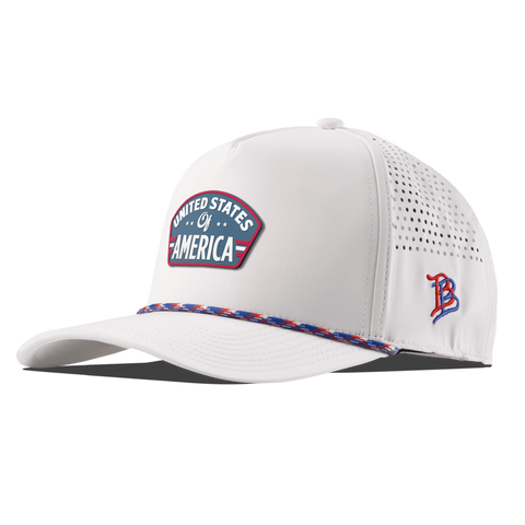 United States of America Badge Curved 5 Panel Rope White RWB