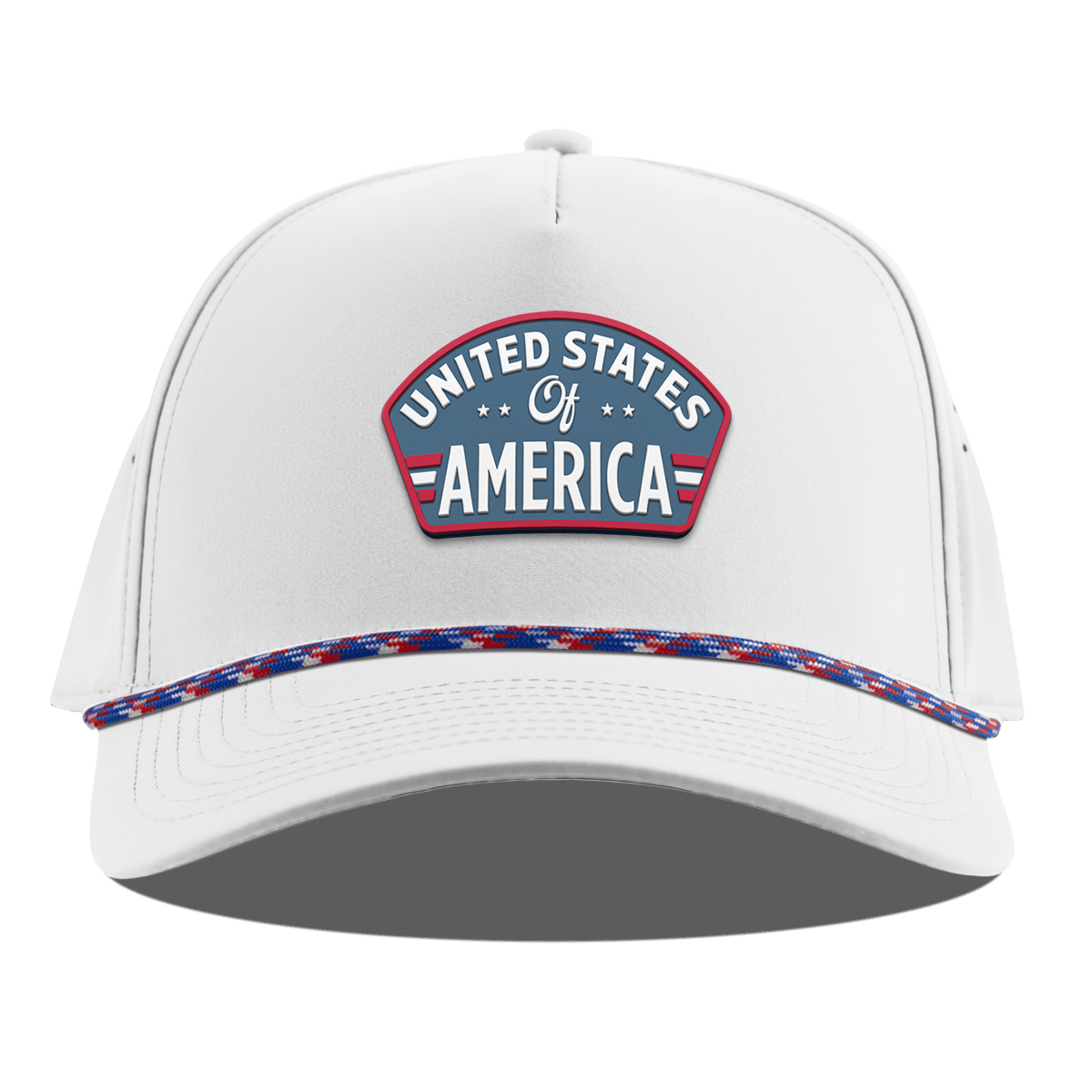 United States of America Badge Curved 5 Panel Rope White RWB