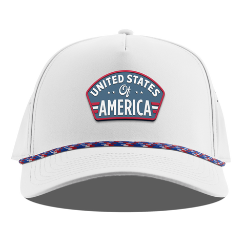 United States of America Badge Curved 5 Panel Rope White RWB