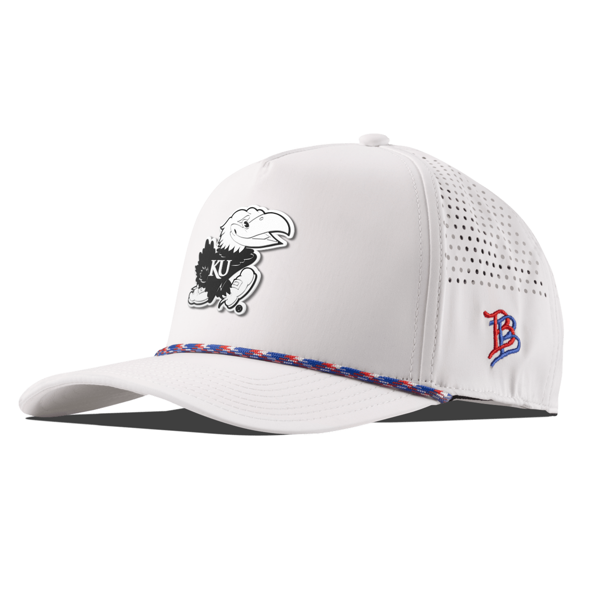 University of Kansas "Vintage Jayhawk" Curved 5 Panel Rope White RWB