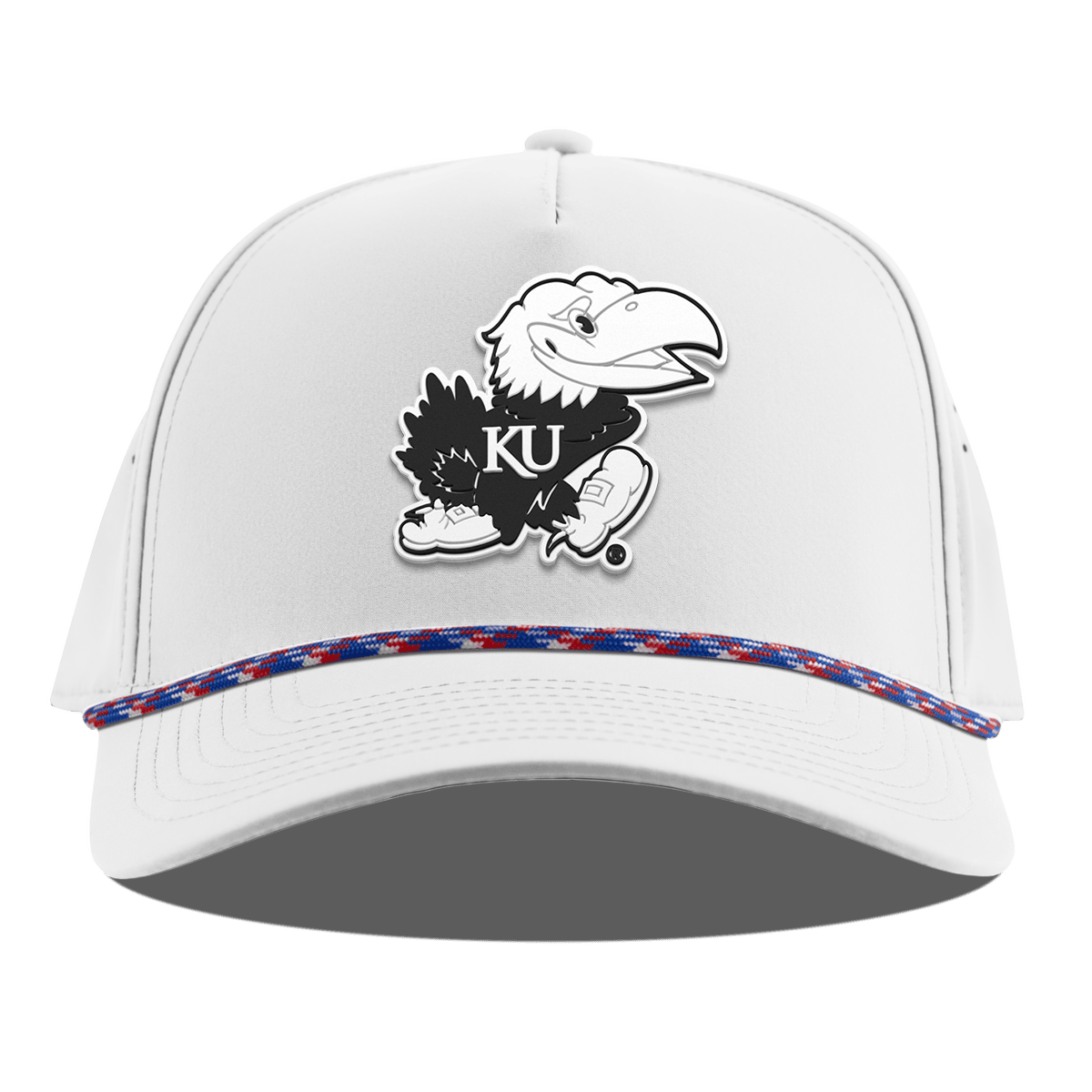 University of Kansas "Vintage Jayhawk" Curved 5 Panel Rope White RWB