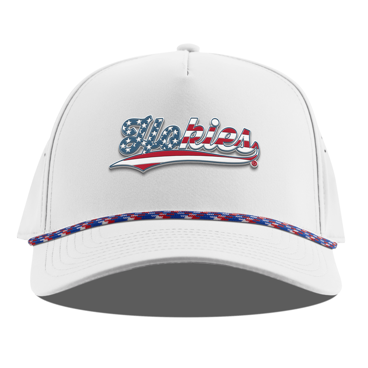 Virginia Tech University "Hokies Stars & Stripes" Curved 5 Panel Rope White RWB