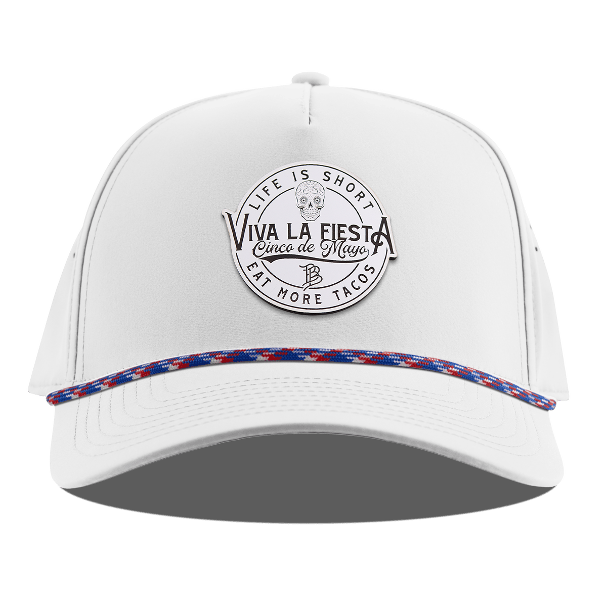 Branded Fiesta Curved 5 Panel Rope White RWB
