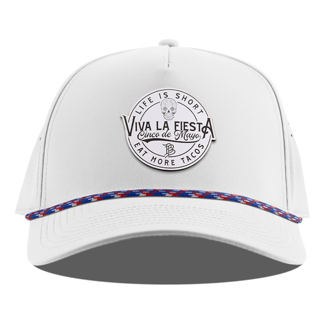 Branded Fiesta Curved 5 Panel Rope White RWB