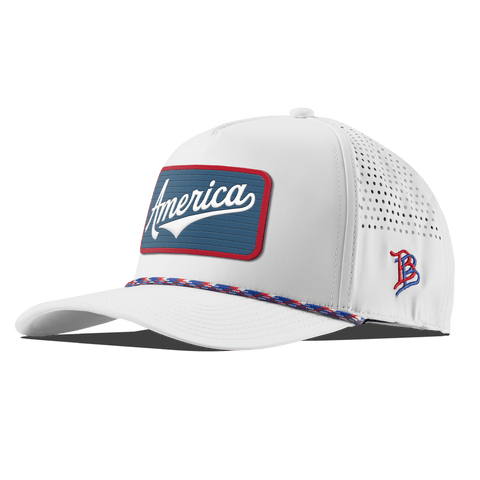 XL USA America Badge Curved 5 Panel Rope White RWB
