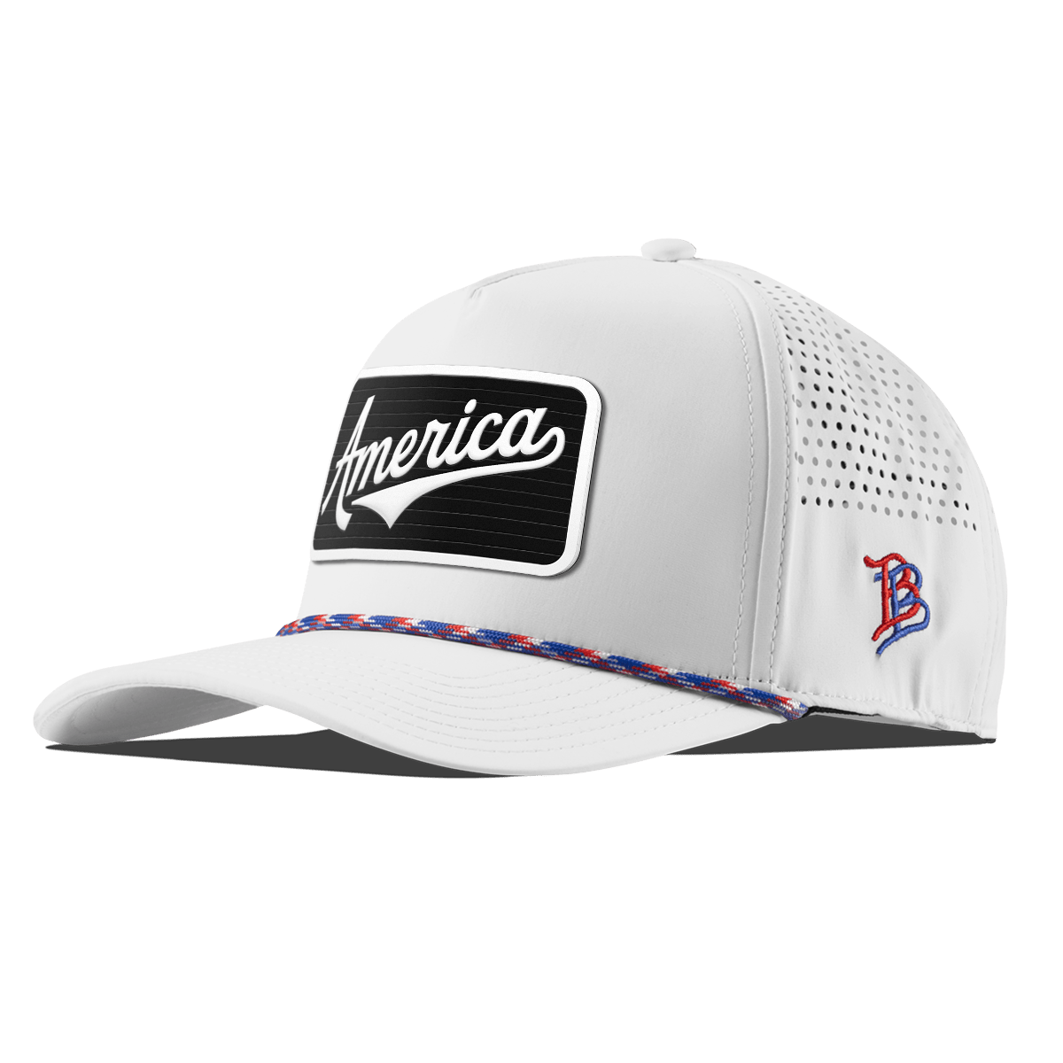 XL Vintage America Badge Curved 5 Panel Rope White RWB