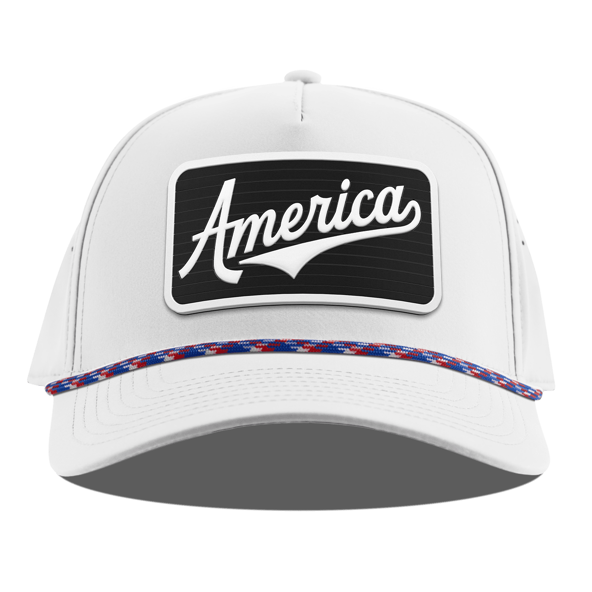 XL Vintage America Badge Curved 5 Panel Rope White RWB