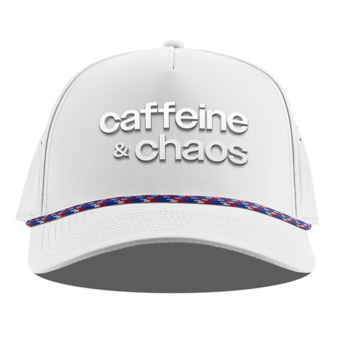 Caffeine & Chaos Curved 5 Panel Rope White RWB