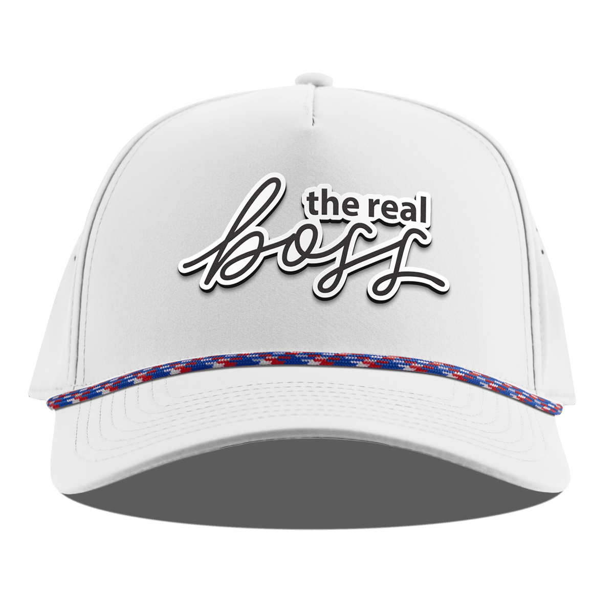 The Real Boss Curved 5 Panel Rope White RWB