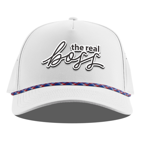 The Real Boss Curved 5 Panel Rope White RWB
